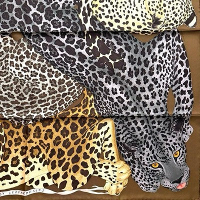 HERMES LAZY LEOPARDESSES CARRE 90 SILK SCARF LEOPARD PRINT NEW UNUSED AUTHENTIC