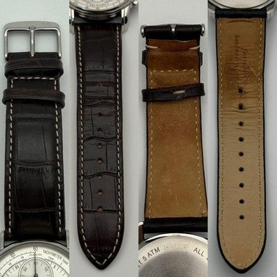 ZEPPELIN 100 JAHRE 8670-1 QUARTZ CHRONOGRAPH MEN'S WATCH SILVER DIAL BROWN BAND