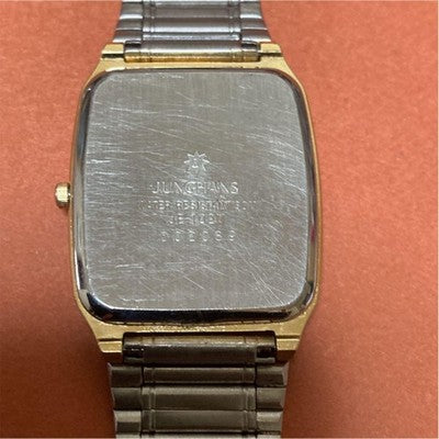 JUNGHANS JE-102M MEISTER QUARTZ MEN'S WRISTWATCH SQUARE FACE GOLD CASE AND DIAL
