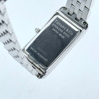 TIFFANY CLASSIC ARABIC RECTANGULAR WATCH STAINLESS STEEL WHITE DIAL BATTERY
