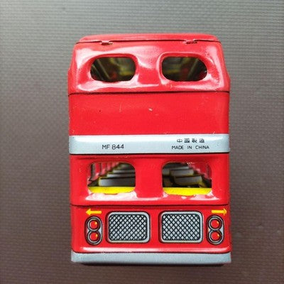 DOUBLE DECKER BUS MF844 LONDON BUS FRICTION TIN BOXED USED FROM JAPAN RED W/BOX