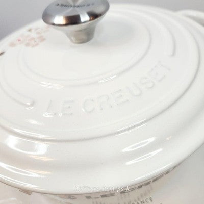 LE CREUSET COCOTTE ROND 20CM SAKURA WHITE POT WITH PINK CAPPUCCINO MUG SET