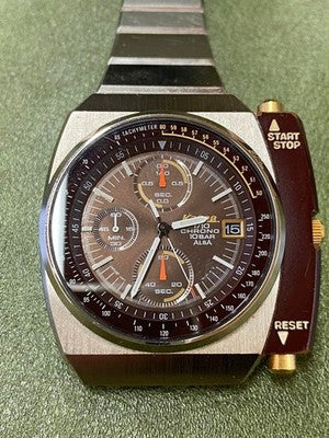 SEIKO ALBA V657-6090 CHRONOGRAPH QUARTZ WATCH BROWN DIAL GIUGIARO JAPAN VINTAGE