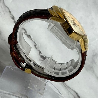 HAMILTON VENTURA 6250 MEN'S GOLD QUARTZ WATCH BROWN LEATHER BELT VINTAGE