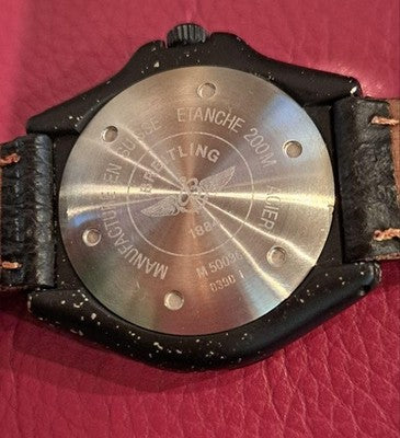 BREITLING COLT DATE M50036 BLACK DIAL QUARTZ ANALOG VINTAGE RARE WATCH
