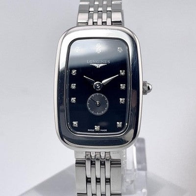 LONGINES EQUESTRIAN L6.141.4 13P DIAMOND BLACK DIAL SS QUARTZ SMALLSSECOND WATCH
