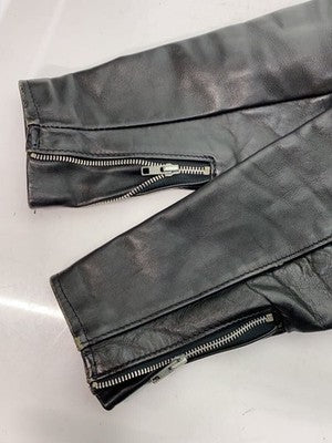 SCHOTT SINGLE RIDER JACKET, SIZE 36, LEATHER, BLACK, SOLID COLOR, 641