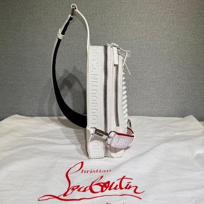 NEW AUTH CHRISTIAN LOUBOUTIN LOUBIFUNK WHITE STUDDED CROSSBODY BODY BAG