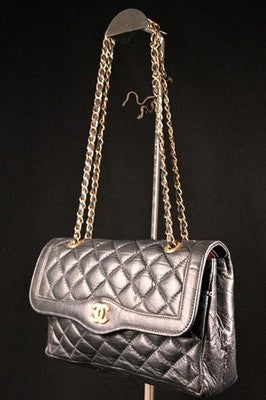 CHANEL MATELASSE CHAIN SHOUDER BAG COCO LOGO GOLD TONE METAL VINTAGE AUTHENTIC