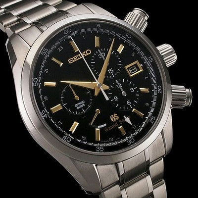 SEIKO GRAND SEIKO SPRING DRIVE CHRONOGRAPH AUTO TITANIUM BLACK DIAL 43MM WATCH
