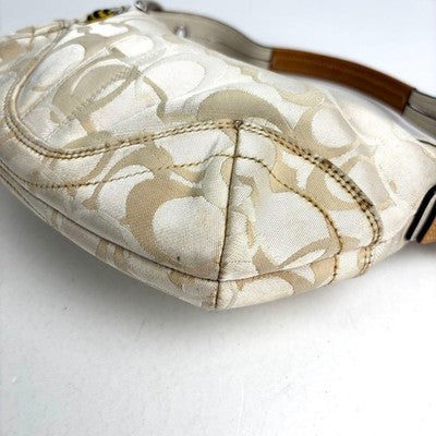 COACH SOHO HOBO SHOULDER BAG IVORY CANVAS LEATHER BEE 5064 Y2K RARE JAPAN