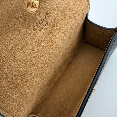 CELINE TRIOMPHE CANVAS RING CASE BLACK JEWELRY STORAGE BOX WITH BOX DUST BAG
