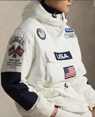 POLO RALPH LAUREN TEAM USA ANORAK JACKET WHITE SIZE L RARE