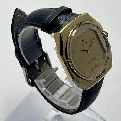 RADO VINTAGE 1970S AUTOMATIC 631.3173.2 GOLD DIAL OCTAGON LEATHER STRAP WATCH