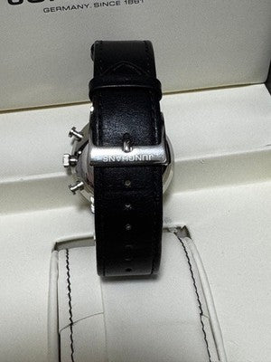 JUNGHANS 027 4601 00 CHRONOGRAPH BLACK MEN'S WRISTWATCH ROUND FACE GERMAN MADE