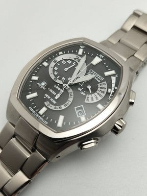 CITIZEN ATTESA E600-T006361 RADIO CONTROLLED SOLAR TITANIUM TONNEAU WATCH BLACK