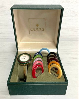 GUCCI CHANGE BEZEL WATCH 11 COLORS NEW BATTERY BOX WARRANTY FULL SET WORKING
