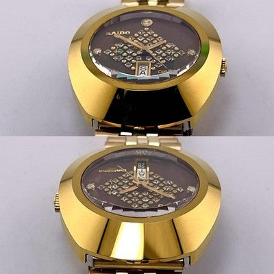 RADO DIASTAR 636.0013.3 AUTOMATIC GOLD CASE BROWN DIAL DIAMOND INDEX 35MM WATCH
