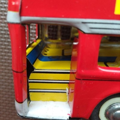 DOUBLE DECKER BUS MF844 LONDON BUS FRICTION TIN BOXED USED FROM JAPAN RED W/BOX