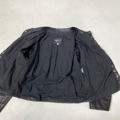 AGNES B LEATHER JACKET LAMBSKIN SIZE 40 FRANCE CARDIGAN BLACK 80S VINTAGE