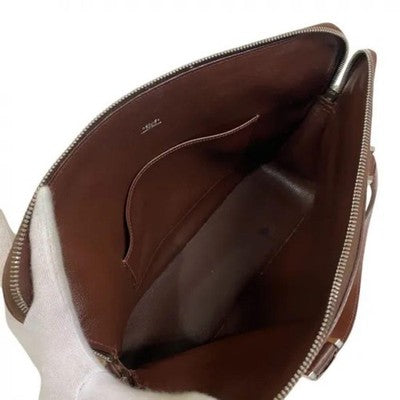 HERMÈS VIBRATO ESCAPADE LEATHER STRIPE ZIPPER HANDBAG ORANGE BEIGE TOTE