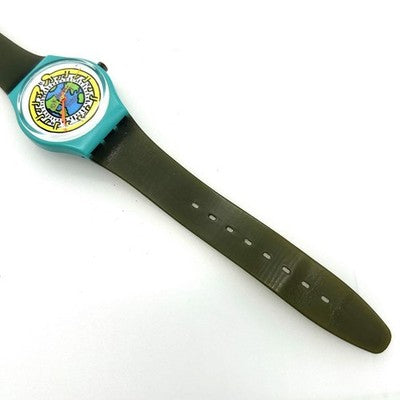 SWATCH KEITH HARING GZ103 MILLE PATTES GREEN EARTH WATCH RARE WORKING