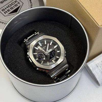 CASIO G SHOCK FULL METAL OCTAGON (GM B2100) SILVER TOUGH SOLAR ANALOG DIG W/BOX