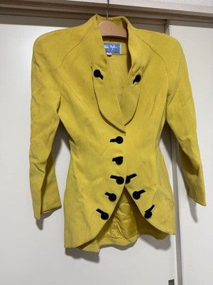 THIERRY MUGLER YELLOW TAILORED JACKET Y2K WOMEN SIZE 7AR (SMALL)