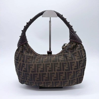 FENDI SPY BAG ZUCCA PATTERN HOBO SHOULDER BAG VINTAGE Y2K LEATHER