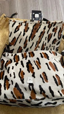 FENDI MAMMA BUCKET SHOULDER BAG, LEOPARD PRINT, CALF HAIR, WOMEN'S FASHION