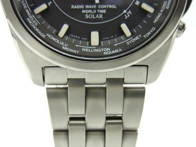 SEIKO BRIGHTZ SBFT003 TITANIUM SOLAR RADIO WORLD TIME MEN'S WATCH 39MM JAPAN