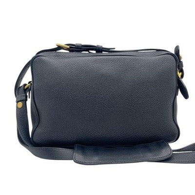PRADA VITELLO DINO LEATHER SHOULDER NAVY GOLD HARDWARE