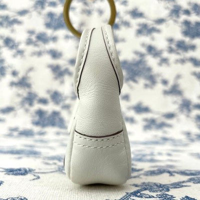 COACH OLD COACH MINI HOBO WHITE LEATHER BAG KEY RING CHARM VINTAGE 80S 90S