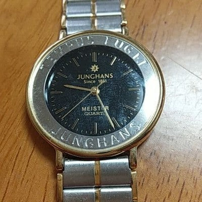 JUNGHANS MEISTER QUARTZ MEN'S WRISTWATCH ROUND FACE STAINLESS STEEL SS CASE