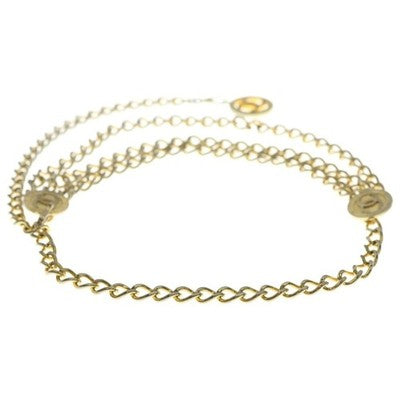 CHANEL COCO LOGO ROUND CHARM CHAIN BELT GOLD PLATE 1984 STAMPING VINTAGE FROM JP