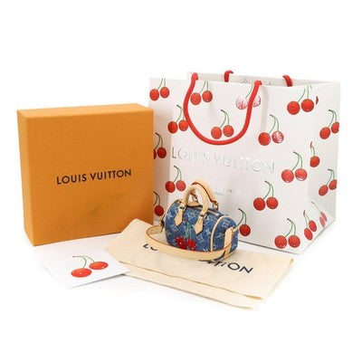 LOUIS VUITTON X TAKASHI MURAKAMI M02535 DENIM CHERRY BAG CHARM MICRO SPEEDY