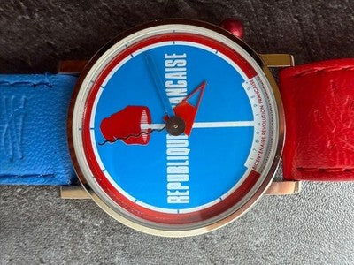 ALAIN SILBERSTEIN GUERANDE REPUBLIQUE FRANCAISE 1789-1989 QUARTZ WATCH TRICOLOR