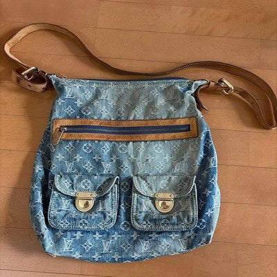 LOUIS VUITTON MONOGRAM DENIM BAGGY GM M95048 BLUE SHOULDER BAG WOMEN FRANCE USED