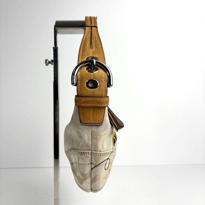 COACH SOHO HOBO SHOULDER BAG IVORY CANVAS LEATHER BEE 5064 Y2K RARE JAPAN