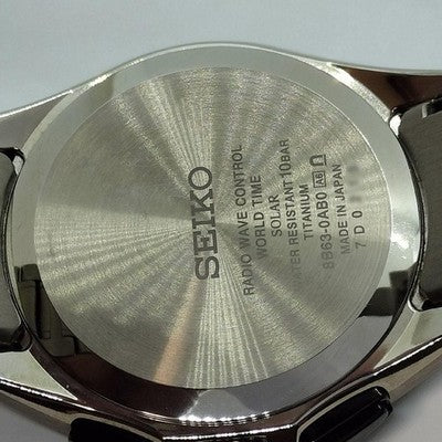 SEIKO BRIGHTZ SAGA241 8B63-0AB0 TITANIUM SOLAR RADIO BLACK DIAL MENS WATCH