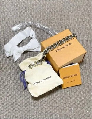 LOUIS VUITTON MONOGRAM CHAIN NECKLACE BRACELET SET M69987 SILVER