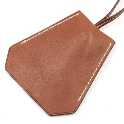 HERMES CLOCETTE KEY RING NECKLACE BROWN LEATHER SILVER LOGO MARGIELA ERA W/BOX