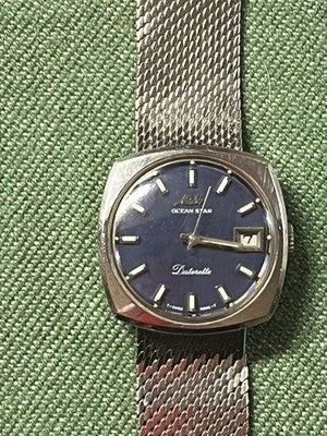 MIDO OCEAN STAR DATORRETTE AUTOMATIC BLUE DIAL MESH BRACELET VINTAGE WATCH DATE