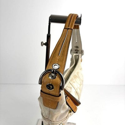 COACH SOHO HOBO SHOULDER BAG IVORY CANVAS LEATHER BEE 5064 Y2K RARE JAPAN