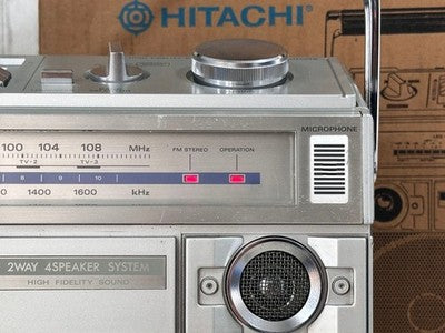 HITACHI TRK-8290 BOOMBOX RADIO CASSETTE RECORDER W/ ORIGINAL BOX & POWER CORD