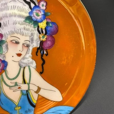 OLD NORITAKE ART DECO MADAME DE POMPADOUR DECORATIVE PLATE PORTRAIT LADY 16CM