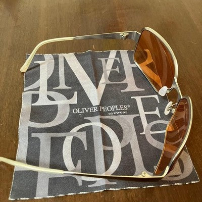 OLIVER PEOPLES OP-523 SUNGLASSES SILVER ORANGE BRAD PITT FIGHT CLUB MODEL