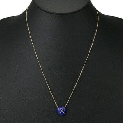 TIFFANY & CO. LAPIS LAZULI HEART PENDANT NECKLACE GOLD CHAIN BLUE