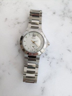 FENDI HIGH SPEED 4700G QUARTZ WHITE DIAL DATE STAINLESS STEEL MENS WATCH W/ BOX