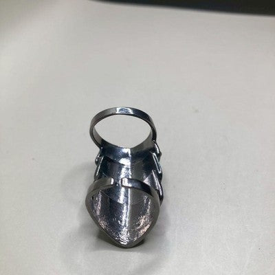 VIVIENNE WESTWOOD ARMOR RING, GUNMETAL, 925 STERLING SILVER, SIZE 11-13 (M)
